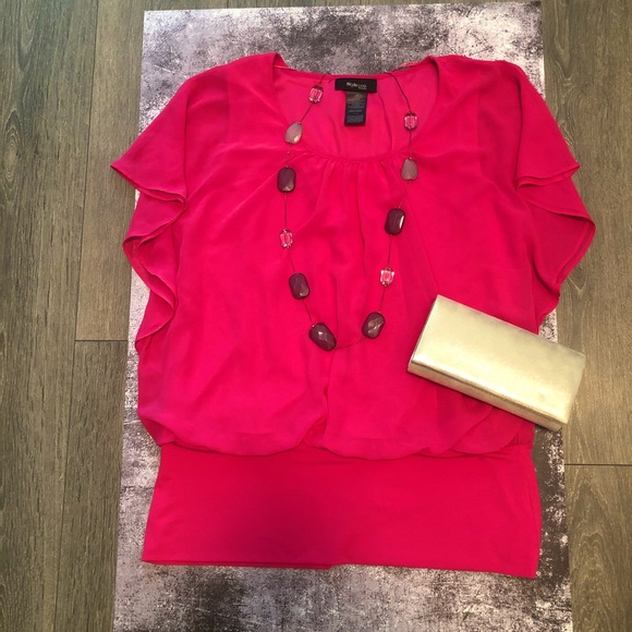 Bright Pink Layered Blouse / Top US 1X - Picture 2 of 8